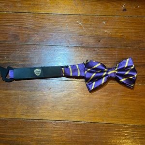 Purple and gold college game day bow tie